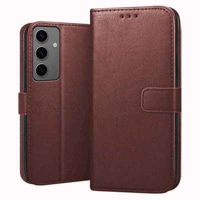 SROCK Flip Cover for Samsung Galaxy S25 5G|Shock Proof | Leather Finish|Card Pockets Wallet & Stand(Brown, Cases with Holder, Pack of: 1)