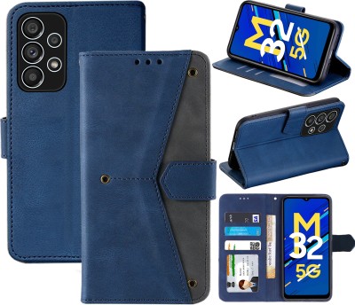 Autofocus Flip Cover for Samsung M32 5G(Blue, Camera Bump Protector, Pack of: 1)