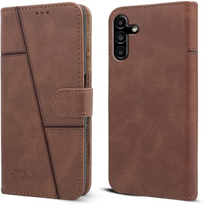 YoZoo Flip Cover for Samsung Galaxy F15 5G / Samsung Galaxy M15 5G|Vegan PU Leather |Foldable Stand & Pocket(Brown, Dual Protection, Pack of: 1)