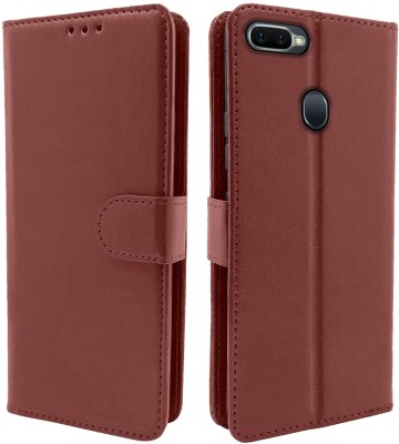 Casesily Flip Cover for Oppo A5s Leather Wallet Case(Brown, Cases with Holder, Pack of: 1)