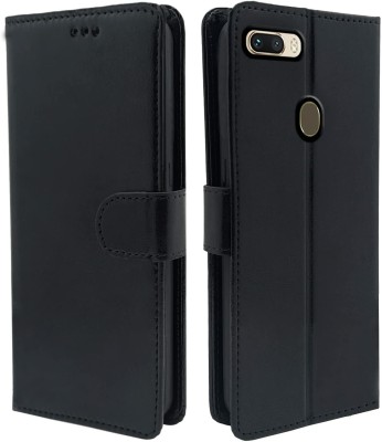 Casesily Flip Cover for Oppo F9 Pro Leather Wallet Case(Black, Cases with Holder, Pack of: 1)