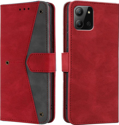 Yash Deal Flip Cover for Infinix Hot 11 2022|Premium Dual-Color Leather Finish(Red, Dual Protection, Pack of: 1)