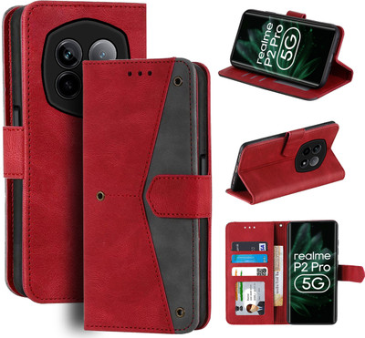 Unistuff Flip Cover for Realme P2 Pro 5G(Red, Camera Bump Protector, Pack of: 1)