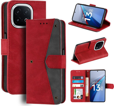 Unistuff Flip Cover for iQOO 13 5G(Red, Camera Bump Protector, Pack of: 1)