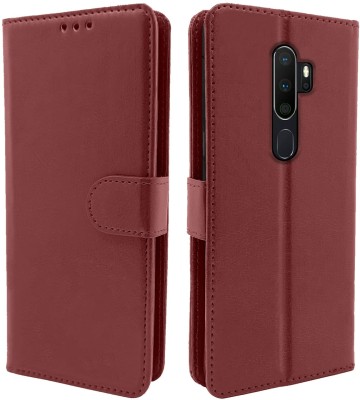 Tingtong Flip Cover for Oppo A9 2020, Oppo A5 2020(Brown, Cases with Holder, Pack of: 1)