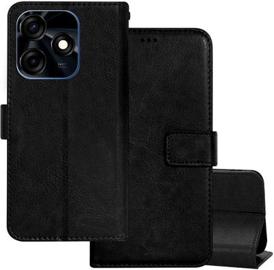 TIKTIK Flip Cover for Tecno Spark 10C flip cover | KI5k flip cover | Pockets | Wallet | Magnet | Black(Black, Magnetic Case, Pack of: 1)