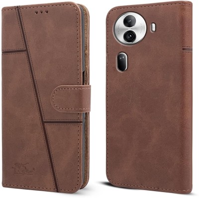 spaziogold Flip Cover for Oppo Reno 11 Pro 5G(Premium Leather | inside TPU With Card Pockets | Bullet-in Stand))(Brown, Dual Protection, Pack of: 1)