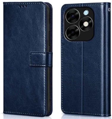 COVERNEW Flip Cover for Spark Go 2024 /Tecno Pop8(Blue, Grip Case, Pack of: 1)