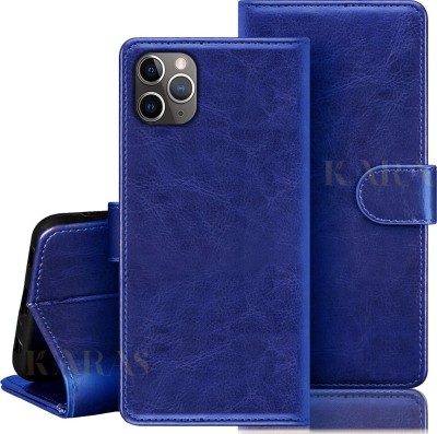 KARAS Flip Cover for Iphone 11 Pro Max | Leather Flip Wallet Back Case Cover(Blue, Dual Protection, Pack of: 1)