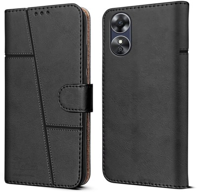 YoZoo Flip Cover for Oppo F23 5G|Vegan PU Leather |Foldable Stand & Pocket(Black, Dual Protection, Pack of: 1)