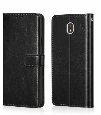 MOBILEMOSAIC Back Cover for Samsung Galaxy J7 Pro (Flexible | Leather Finish | Card Pockets Wallet & Stand(Black, Dual Protection, Pack of: 1)