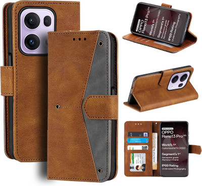 Unistuff Flip Cover for Oppo Reno13 Pro 5G(Brown, Camera Bump Protector, Pack of: 1)