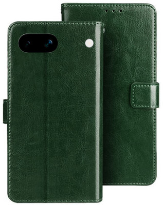 Kalua Mall Flip Cover for Google Pixel 7A 5G | GWKK3 flip case | Inside TPU with Card Pockets | Wallet Stand | Green(Green, Magnetic Case, Silicon, Pack of: 1)
