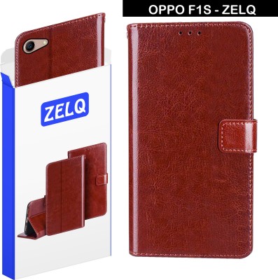 Zelq Flip Cover for Oppo F1s(Brown, Magnetic Case, Pack of: 1)