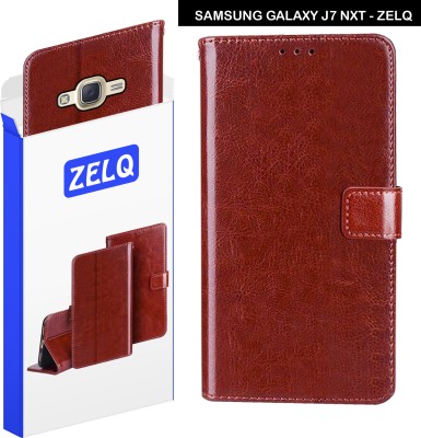 Zelq Flip Cover for Samsung Galaxy J7 Nxt(Brown, Magnetic Case, Pack of: 1)