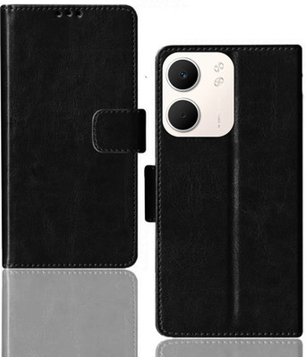 Kalua Mall Flip Cover for Oppo A5x 5G | CPH2733 flip cover | Inside TPU with Card Pockets | Wallet Stand | Black(Black, Magnetic Case, Silicon, Pack of: 1)