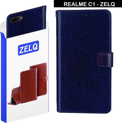 Zelq Flip Cover for Realme C1(Blue, Magnetic Case, Pack of: 1)