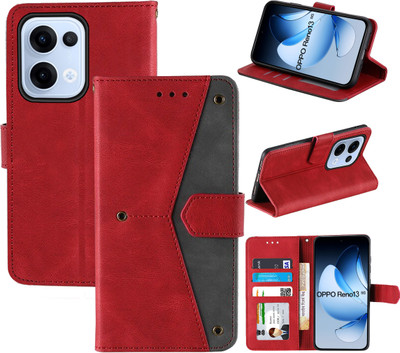 Autofocus Flip Cover for Oppo Reno13 5G(Red, Camera Bump Protector, Pack of: 1)