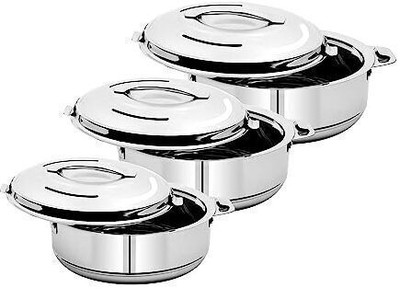 Bola Set of 3 Thermoware Casserole Set (3500 ml, 2500 ml, 1500 ml) Cook and Serve Casserole Set(7500 ml)