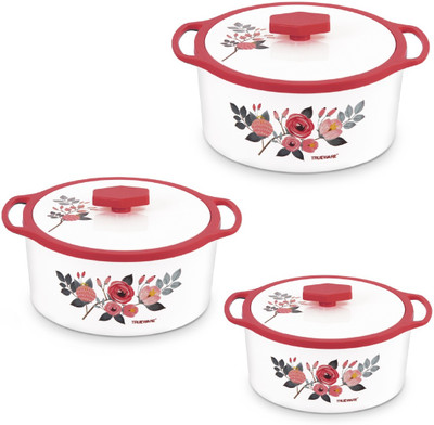 Trueware Floraa Inner Steel Outer Plastic 750 ML,1000 ML & 1500 ML Thermoware Casserole Pack of 3 Thermoware Casserole(750 ml, 1000 ml, 1500 ml)