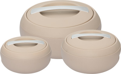 JAYPEE Gourmet Inner Stainless Steel Casserole Serving Set of 3 with Lockable Lid Pack of 3 Serve Casserole Set(1000 ml, 1500 ml, 2000 ml)