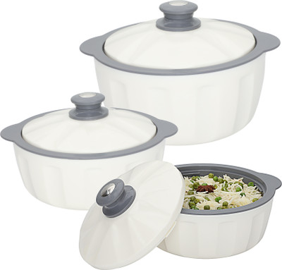 JAYPEE Hotfeast Inner Steel Serving Dinner Set Chapati Box for Gifting Dining Tableware Pack of 3 Serve Casserole Set(800 ml, 1200 ml, 1500 ml)