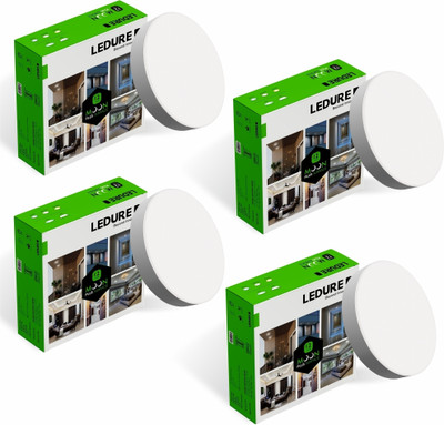 Ledure Moon plus Round 12W Surface Downlight | Mount Light Cool White Packof 4 Surface Ceiling Light Ceiling Lamp(White)