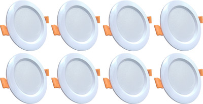 VEDRID Razer 10W LED Round Crown Conceal Down Light (Pack of 8) Chandelier Ceiling Lamp(White)