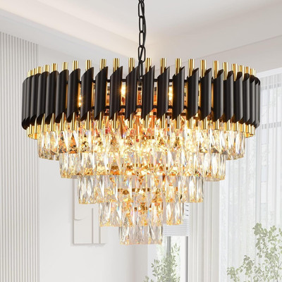 GENREE Chandelier Ceiling Lamp(Black, Gold)