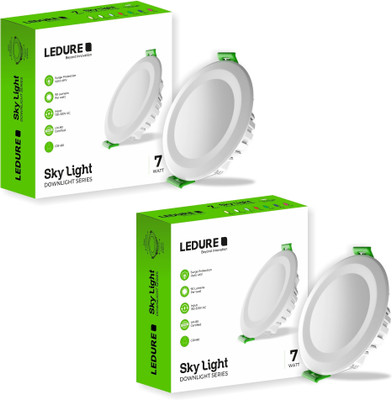 Ledure Sky Downlight 7W | Concealed LED Light | Ceiling Light (Cool White Pack of 2) Ceiling Light Ceiling Lamp(White)