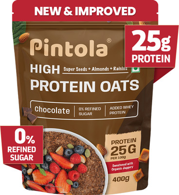 Pintola 25g High Protein Oats, Dark Chocolate, Oats for weight loss, Breakfast Cereals(400 g, Pouch)