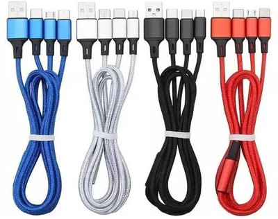 Fast Charging Cable 1.2m 3 in 1 Charging Cable 1.2 m Micro USB Cable(Compatible with All Smartphones, Multicolour)