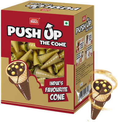 HUGS Push up the Cone- Chocolate, milk cream & biscuits in a Wafer Cone (30 pcs) Crackles(360 g)