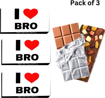 Expelite I Love Bro Chocolate Gift Brother - Birthday, Rakhi, Bhaidooj , 35g (Pack of 3) Bars(3 x 1 Units)