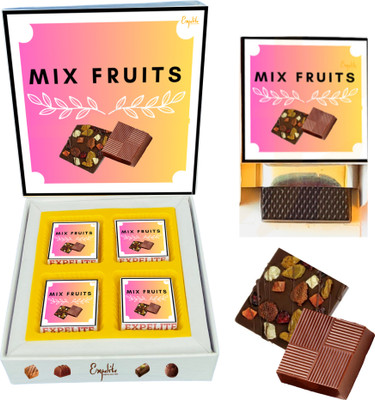 Expelite four Fruit and Nut Chocolate Bars Dry Fruits Bars(4 x 1 Units)
