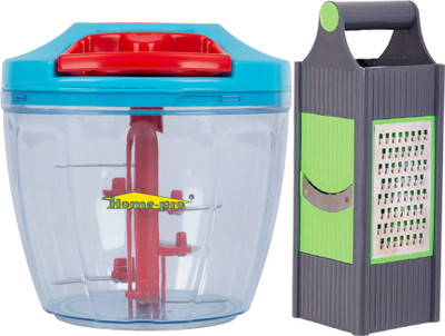 Home-pro Slicer & Grater | 4 Different Type Blades | 1000 ML Capacity Hand Chopper | Vegetable & Fruit Chopper(Chopper 1000 ML & 4 in 1 Grater)