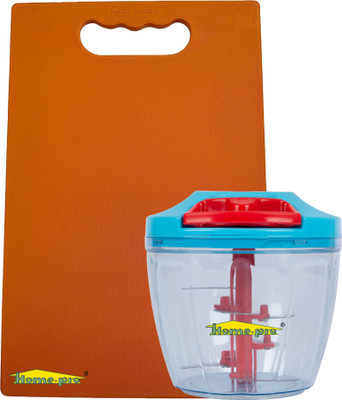 Home-pro Brown Cutting Board Big Size | 1000 ML Capacity Hand Chopper Vegetable & Fruit Chopper(Chopper 1000ML & Chopping Board)