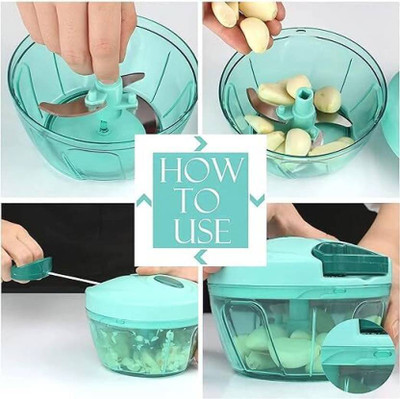 Edzino Multipurpose Manual Handy Chopper Pack of 1 Each 550 ml Green Vegetable & Fruit Chopper(1)