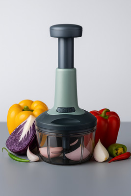 sayumi by na Push chopper for rough chop of onion tomato and other 800ml capacity Vegetable & Fruit Chopper(1 Bowl with LID, 1 cutter 3X Blade)