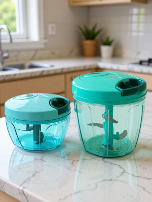 Kitchenetic GREEN 450ML & 1000ML HANDY DORI CHOPPER COMBO Vegetable & Fruit Chopper(2)