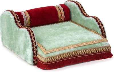 Tool Point 5 No Laddu Gopal Singhasan/Sofa Wooden All Purpose Chowki(Green, Pack of 1)