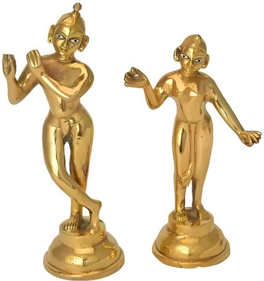 ARISERS Radha Krishna God Idol In Brass Loving Couples | Radha Krishan For Home Decorative Showpiece  -  18 cm(Brass, Gold)