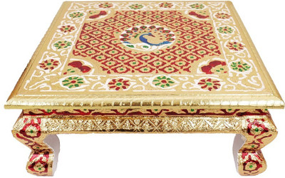 kailash enterprises Jaipuri Design Pooja Chowki,kailash enterprises Art Design Small Marble Chowki Wooden Pooja Chowki(Multicolor, Pack of 1)