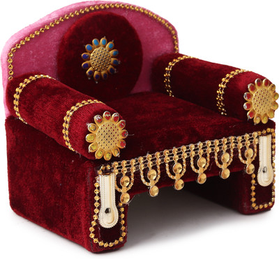 Tool Point 4 No Laddu Gopal Singhasan/Sofa Wooden All Purpose Chowki(Maroon, Pack of 1)