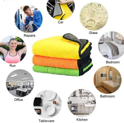 WebDealz Heavy Double Sided Microfiber Cloth for Cleaning MCt40x3.16 Sponge Wipe(Large, Pack of 3)
