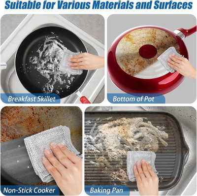Radha Magnifying Wire Dishwashing Rags, Wet and Dry Mesh Microfiber Cleaning Cloth 5Pc Wet and Dry Microfiber Cleaning Cloth