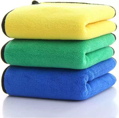 Fezora Microfiber Vehicle Washing  Cloth(Pack Of 3, 800 GSM)