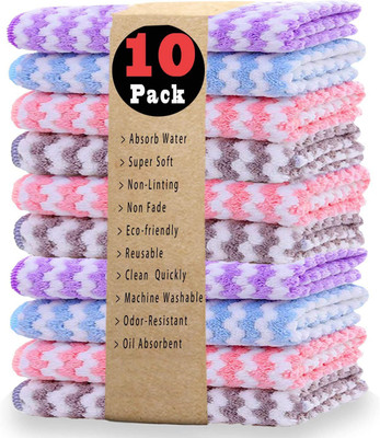 Xy Decor Microfiber Cleaning Cloths Dish Cloth Kitchen Rag 10 x10 Inch Multicolor Napkins(10 Sheets)