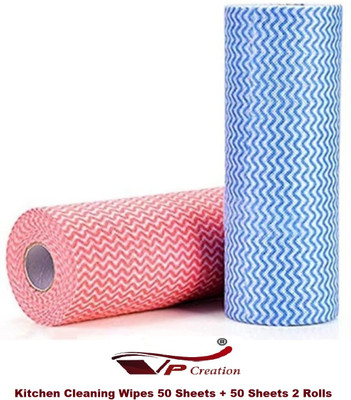 VP Creation KITCHEN CLEANING WIPE SHEETS ROLL Wet and Dry Non-woven Cleaning Cloth(2 Units)