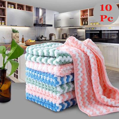 Microfiber Kitchen Dish Washcloths, Super Absorbent Coral Velvet Dishtowels, Premium Table Cleaning Cloths, Non-Stick Oil Fast Dry Dish Towels, Soft Tea Towels, Reusable, Multicolor, Pack of 2 Multicolor Napkins(2 Sheets)